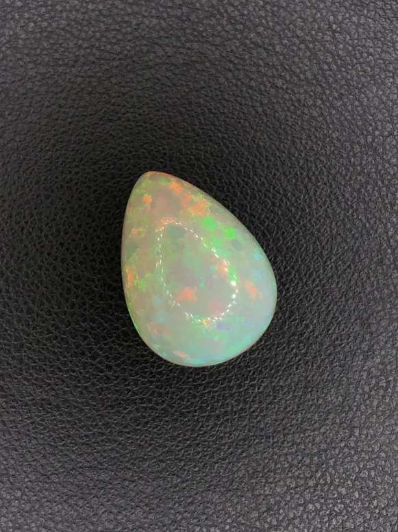 Gem Stone  - Color (Orange Semi-Transparent) - Shape (Pear Cabochun) - Species (Natural OPAL) - 8.97-carat